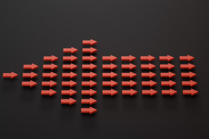 arrow comprised of arrows going the other way